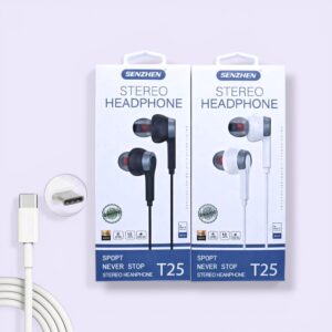 Ακουστικά Σιλικόνης In-ear Handsfree Type-C Λευκό T25