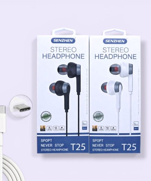 Ακουστικά Σιλικόνης In-ear Handsfree Type-C Λευκό T25